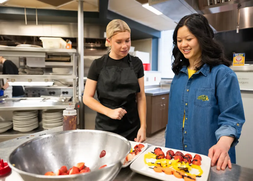 nutrition and dietics students creating fruit platters